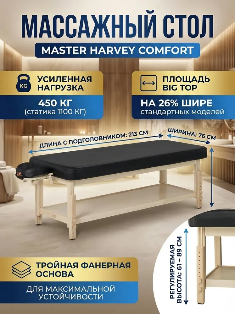 Массажный стол Master Harvey Comfort стационарный, вариант, фото 2