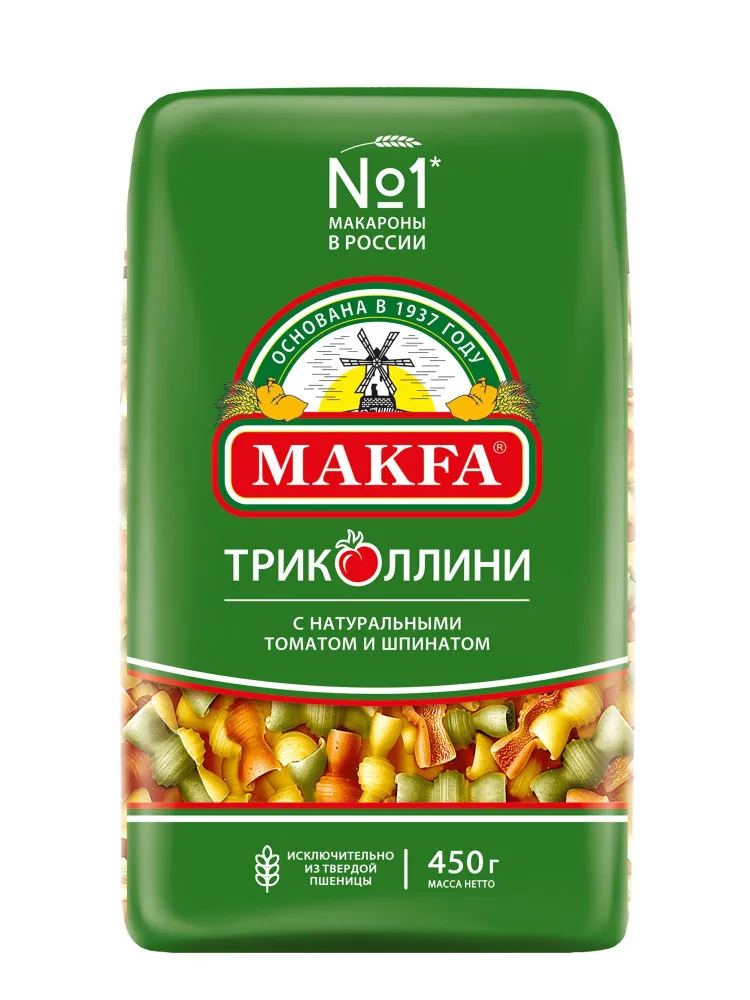 Макароны Makfa Свитки Триколлини, 450 г х 14 шт, 450 г, 14 шт, фото 2
