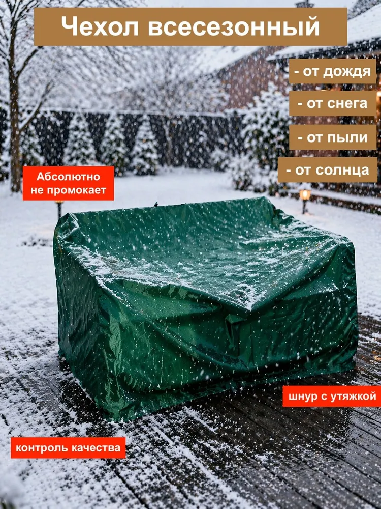 Чехол для дивана уличный большой непромокаемый, чехол садовый для дивана 205 зеленый, зеленый, фото 5