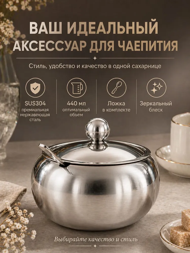 Сахарница с ложкой IBRICO 440 мл, 440 мл, фото 3