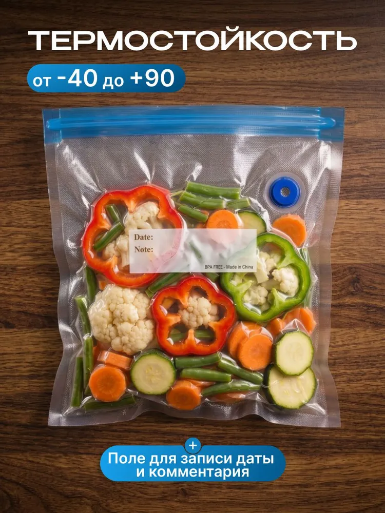 Вакуумные пакеты для продуктов 30 шт набор с насосом, 30 шт, фото 4