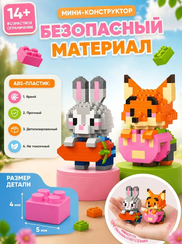 3Д Конструкторы Джуди и Ник, Зверополис, висячие, набор 14+, вариант, фото 3