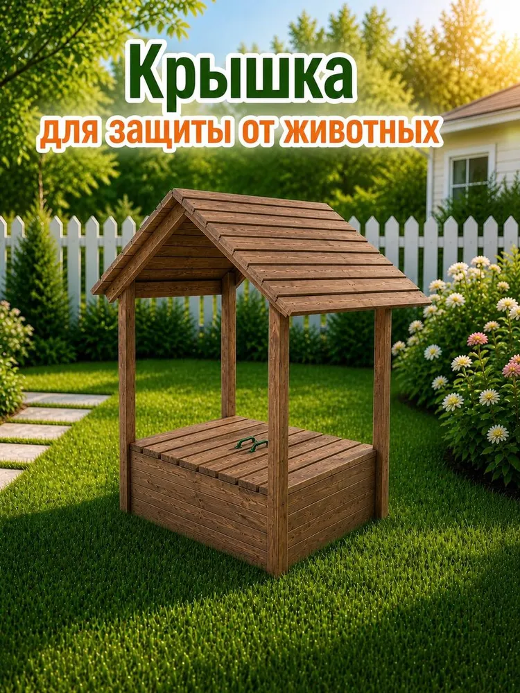 Песочница ЛЕГЕНДА ЛЕСА с крышкой и крышей Орех / Детская песочница с лавочками на улицу, вариант, фото 4
