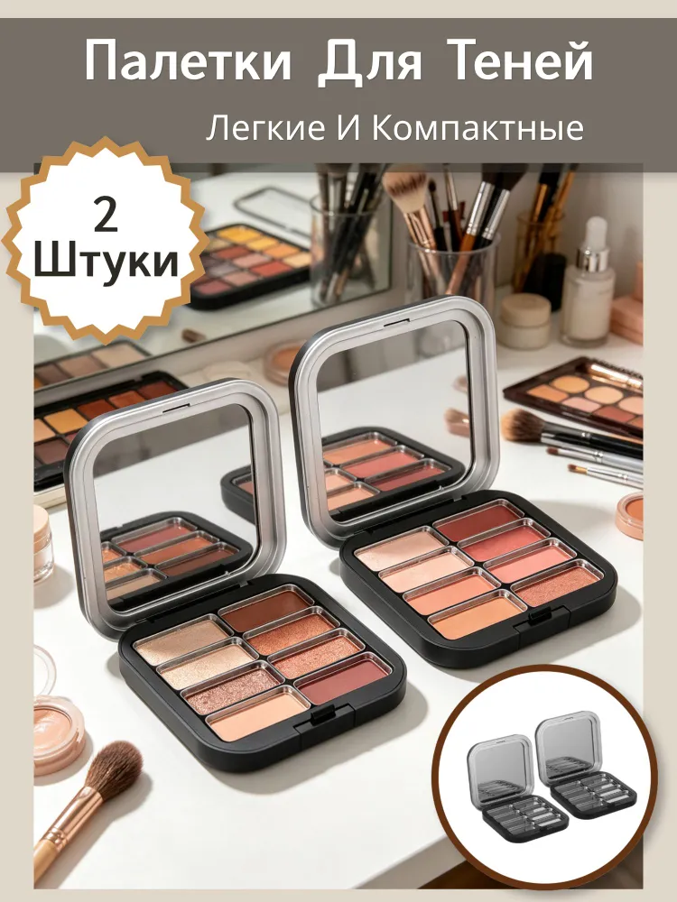 Палетки Для Теней, Черный, Абс, Легкие И Компактные, 2 Штуки, черный, фото 4