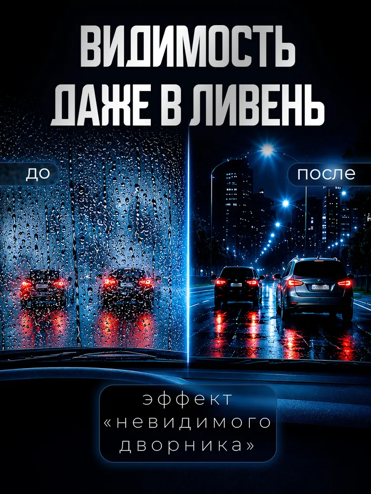 Антидождь для стекол и зеркал автомобиля MOROZOV, водоотталкивающее средство для авто (гидрофобное покрытие), концентрат 50 мл. Средство по уходу за автомобилем : Антидождь , марки "Morozov", 50 мл, фото 2