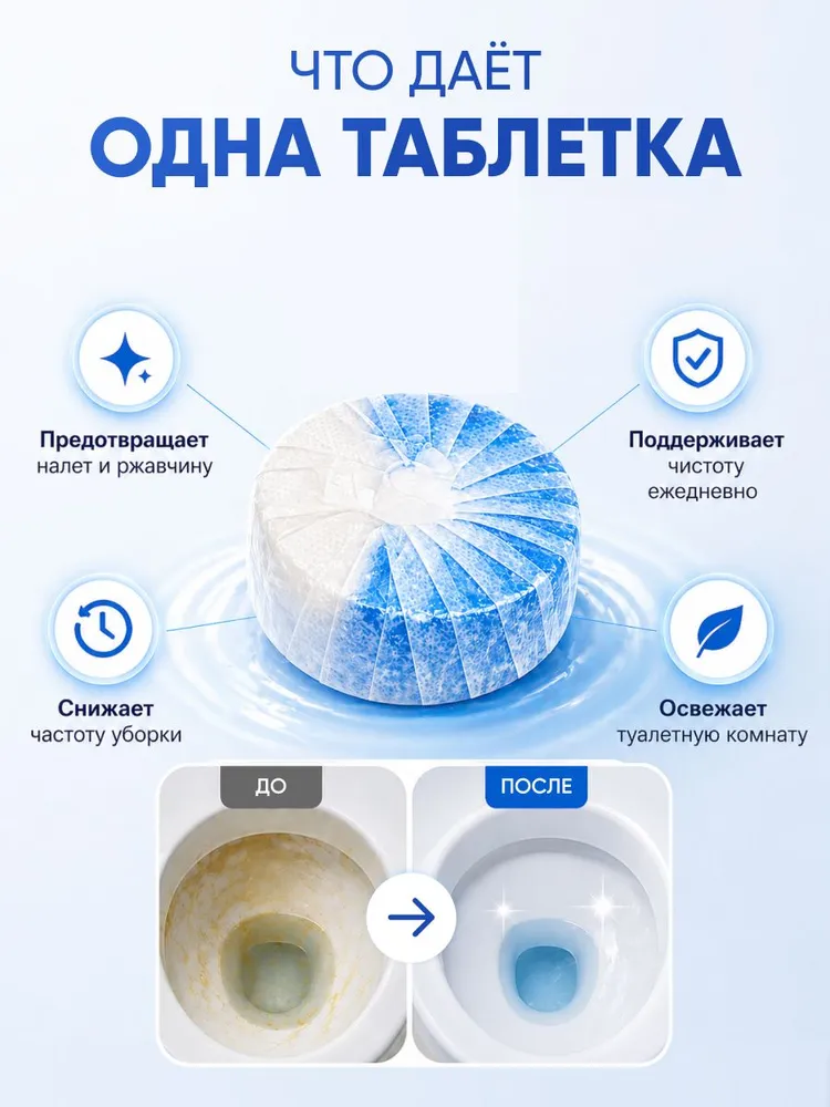 Таблетки для унитаза в бачок, чистящие, Limef, 8 шт, 8 шт, фото 2