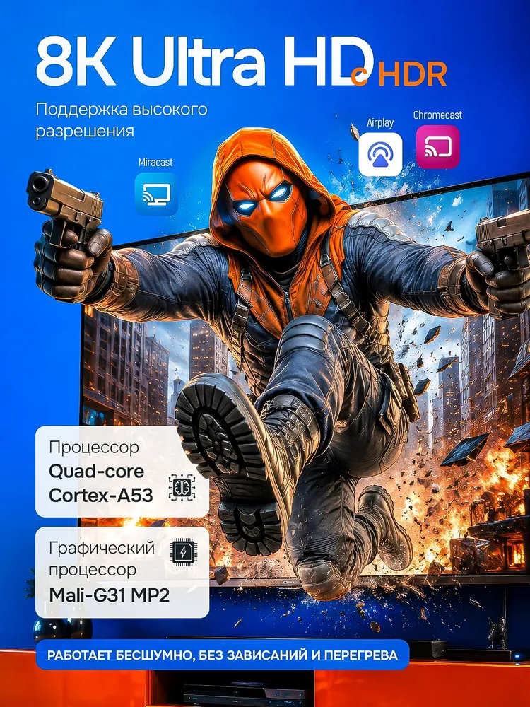 Приставка смарт тв wi fi для телевизора андроид, медиаплеер X3 PRO, вариант, фото 6