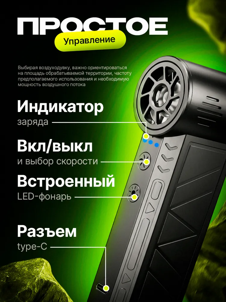 Воздуходувка пылесос турбо портативная аккумуляторная, Ветродуйка с функцией пылесоса / Воздуходувка для компьютера, вариант, фото 2