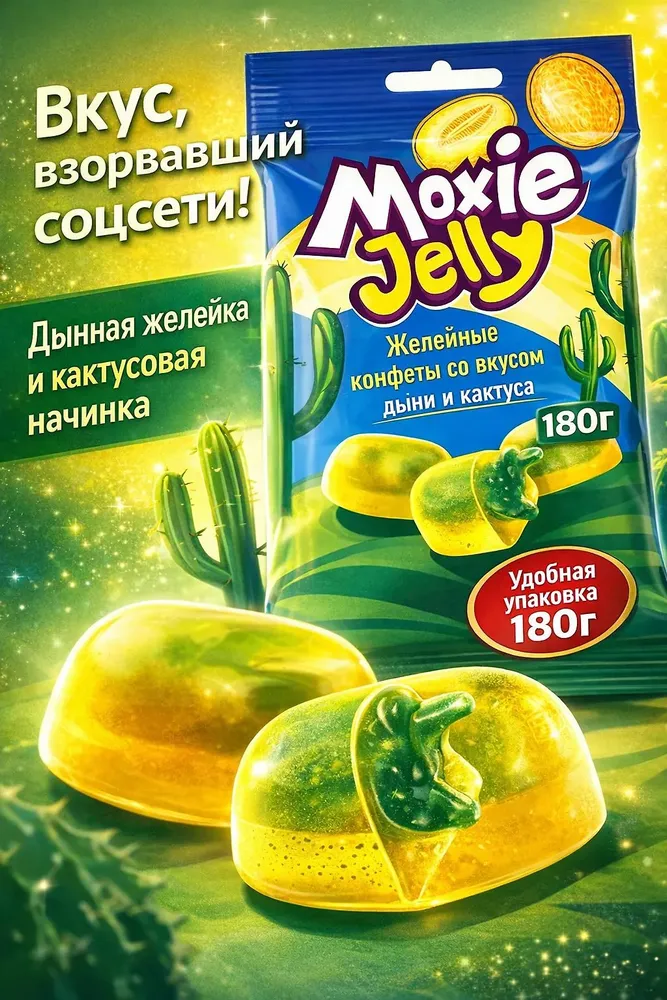 Конфеты желейные Moxie Jelly дыня - кактус 180 гр, 180 г