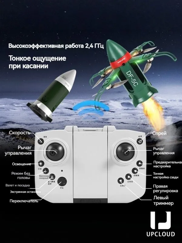 Игрушки с дистанционным управлением, самолет-ракета с легким распылением, UPCLOUD материал EPP +2,4 г не создает помех, 2,4 г, фото 4