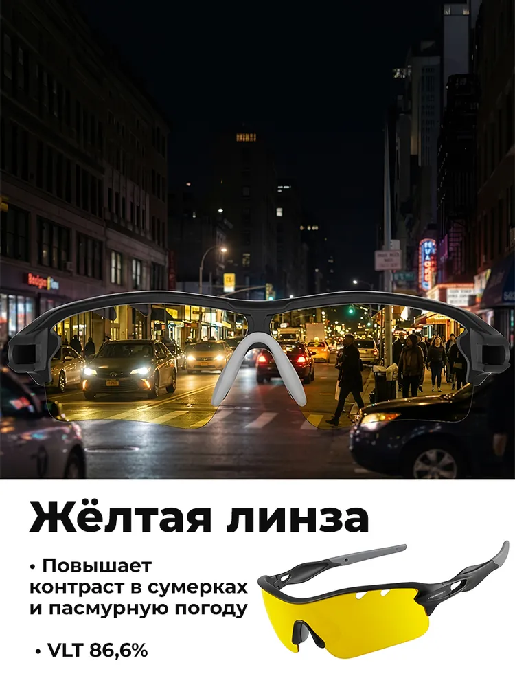 Спортивные очки HYPERFIT Weitsicht XQ515 поляризационные UV400, велосипедные со сменными линзами, для спорта, вождения и рыбалки, вариант, фото 5
