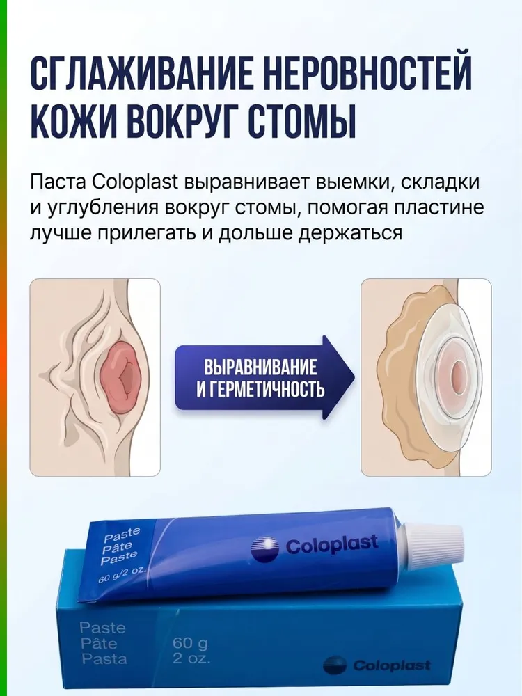Паста-герметик Coloplast (Колопласт) для защиты, выравнивания и обработки кожи вокруг стомы, тюбик 60 г., 60 г, фото 2
