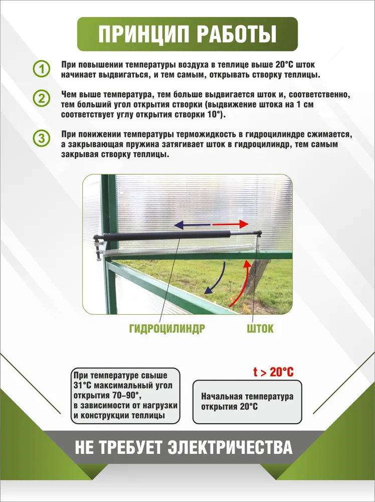 Многолетний термопривод "Климат-100". Автомат для проветривания теплиц (усиленный)., 2 шт, фото 5