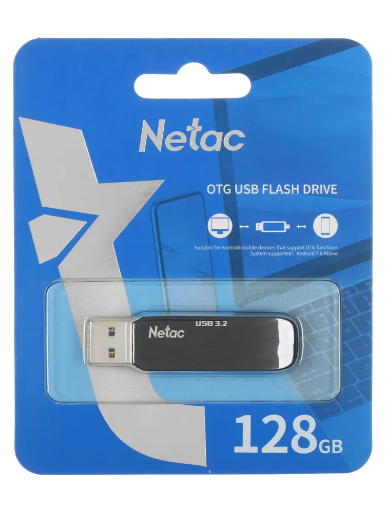 Netac US11 128 ГБ USB-флеш-накопитель, USB 3.2 / USB Type-C, металл, черный, 128 ГБ, фото 2
