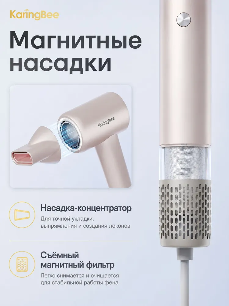 Высокоскоростной Фен для волос KaringBee HC02 Отрицательные ионы для защиты волос розовый, розовый, фото 6