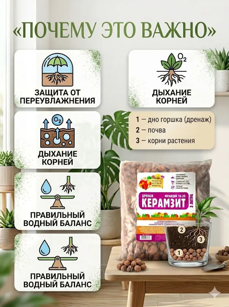 Керамзит для цветов комнатных 10-20 мм 2 л, 3 л, фото 3