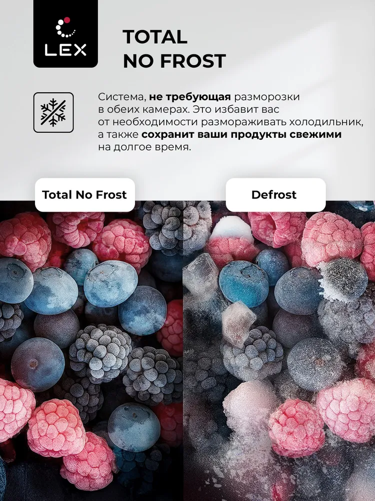 Холодильник трехкамерный отдельностоящий с инвертором LEX LCD485WGID pattern, полный NoFrost, Суперохлаждение, суперзаморозка, зона свежести с отдельной регулировкой, ширина 75,2см, цвет белое стекло, белый, фото 4
