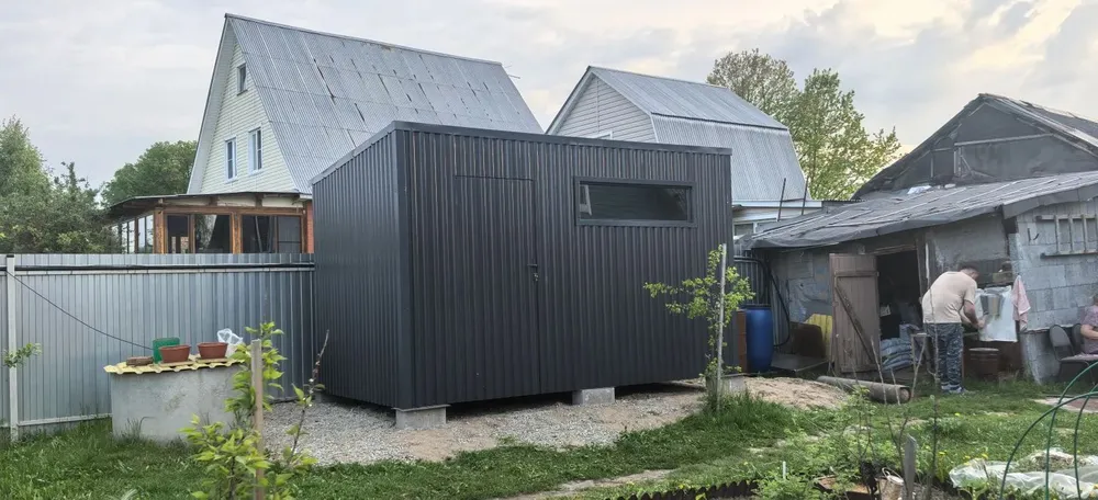 Готовый металлический хозблок 4х2,4 м. Цвет Графит RAL7024, 4x2.4 м, 2,4 м, фото 4