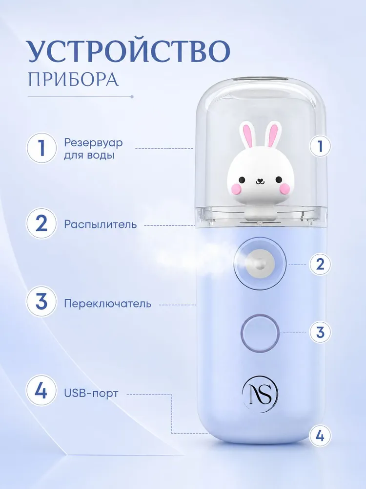 Портативный мини-увлажнитель и и освежитель для лица с игрушкой, вариант, фото 4