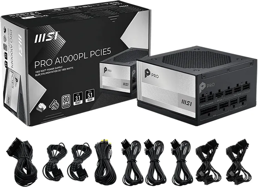 Блок питания для ПК MSI, 1000Вт, 80 PLUS PLATINUM 306-7ZPLX11-HD8, 1000 Вт, фото 5