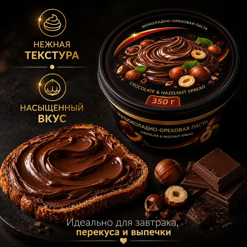 Шоколадная паста ореховая с фундуком и какао десертная, вариант, фото 6