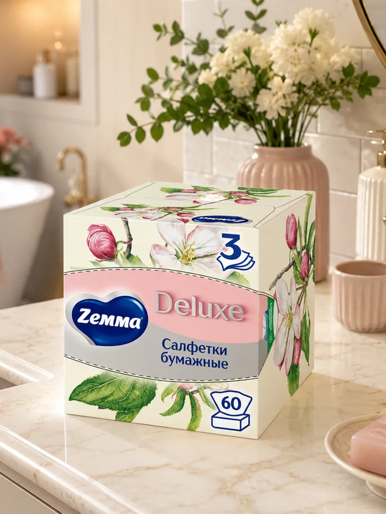 Салфетки бумажные Zewa/Zemma Deluxe Зева Арома Коллекция, 4 коробки, вариант, фото 5