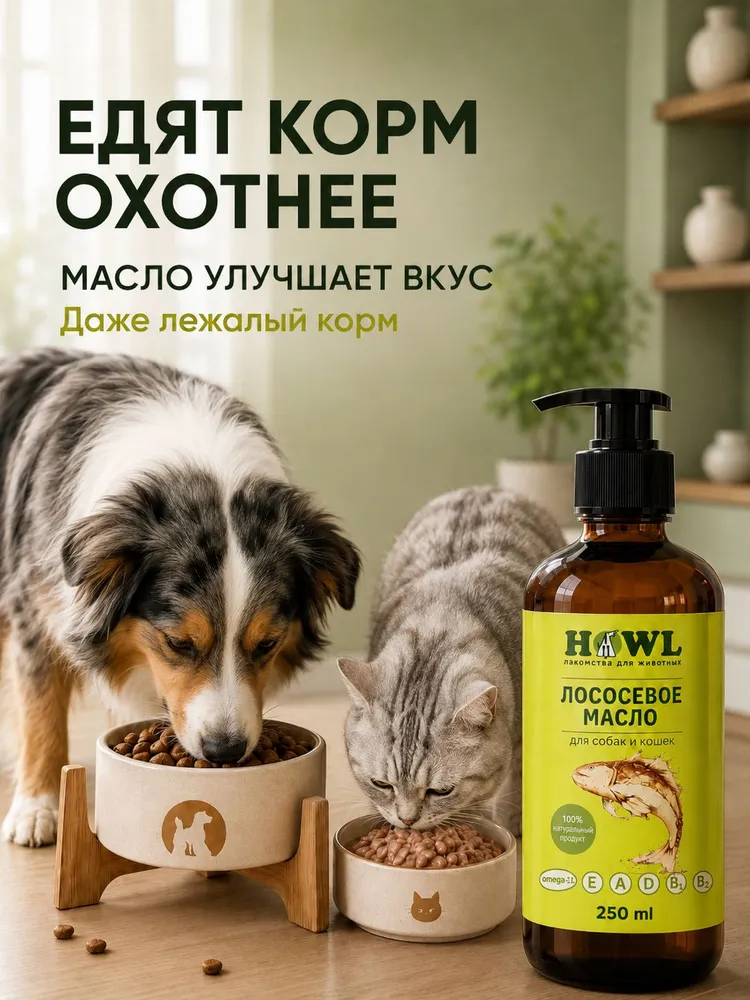 Лососевое масло / Витамины для собак и кошек / Рыбий жир 250 мл. HOWL, 250 мл, фото 3