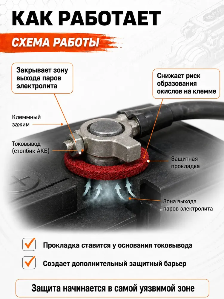 Прокладки для клемм аккумулятора АКБ противоокислительные, шайбы защитные от коррозии и окисления, красная и черная, 2 шт, 2 шт, фото 3