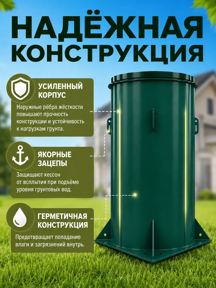 Кессон К-2 диаметр 950 мм, высота 2000 мм, вариант, фото 3