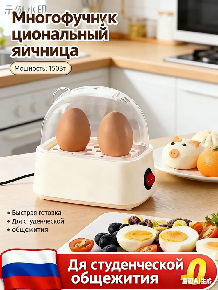 GEALFIS яйцеварка электрическая двухслойная , автоматическое отключение с звуковым сигналом, антипригарное покрытие для варки всмятку и вкрутую, вариант