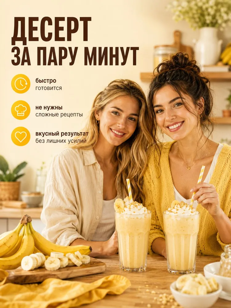 Молочный коктейль Банановый 450 г, 450 г, фото 4