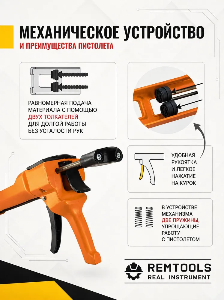 Механический пистолет для двухкомпонентной затирки, Remtools, вариант, фото 3