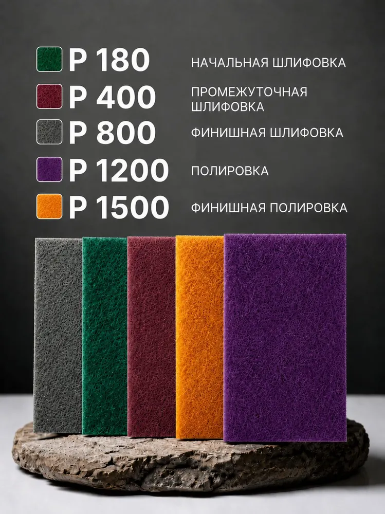 Шлифовальный войлок, скотч брайт, 2 шт. 150*115мм Серый, 150x115 мм, 2 шт, фото 3