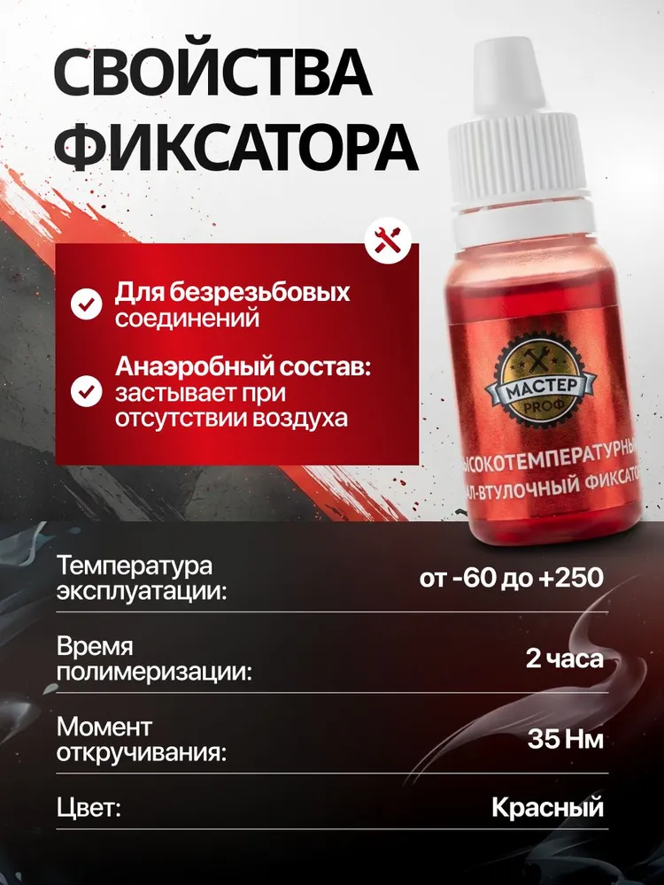 Вал-втулочный фиксатор Мастер-Проф MASTIX Термостойкий +250С, вариант, фото 2