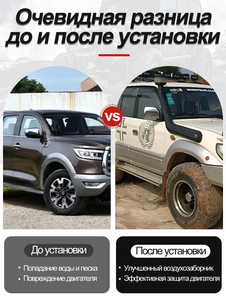 Шноркель автомобильный SUZUKI Jimny 1997-2011, материал LLDPE пылезащищённостью и долговечностью Шноркель, вариант, фото 3