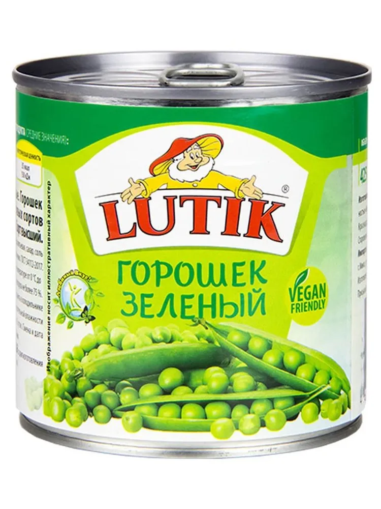 Горошек зеленый Lutik их мозговых сортов, 425мл, 425 мл