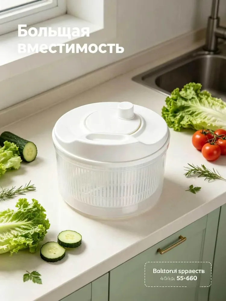 Сушилка для салата, зелени 1 ярус, зеленый, фото 2