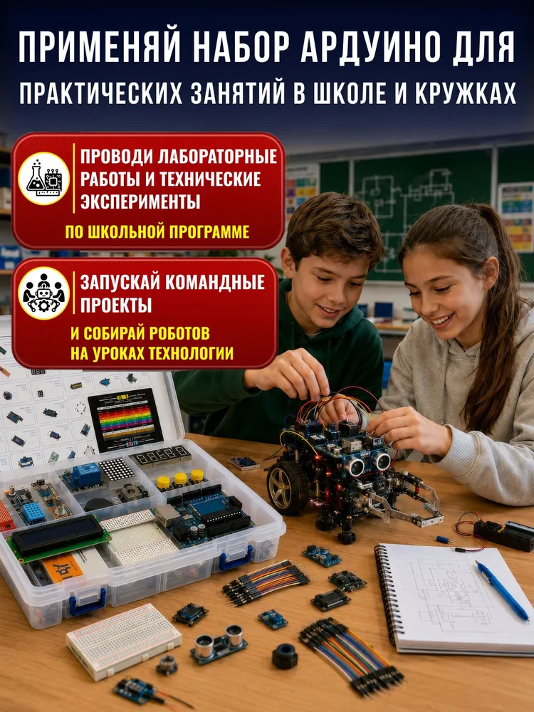 Arduino uno TAYMLUX обучающий набор конструктор робототехники для моделирования, ардуино уно для начинающих 40 модулей, 171 компонент с библиотекой и с RFID модулем, вариант, фото 4