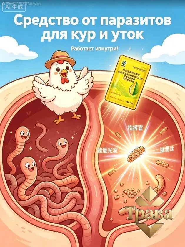 Средство от глистов для кур и уток Для борьбы с паразитами у птицы можно добавлять в корм; в упаковке 100 г, 100 г, фото 4