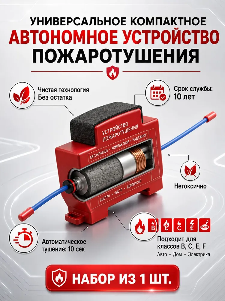 Автономная установка аэрозольного пожаротушения, автоматический термостикер для электрощитов, шкафов ИБП и автомобилей, крепление на DIN-рейку, термоактивирующийся, вариант