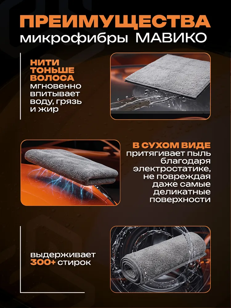 Полотенце для сушки автомобиля 3 шт 40*40 см Микрофибра для автомобиля Тряпка для автомобиля, 40x40 см, 3 шт, фото 6