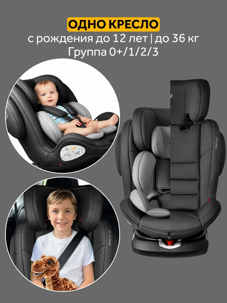 Автокресло детское Osann ENO360 Universe Grey от 0 до 36 кг, c isofix и якорным ремнем, группа 0+/1/2/3 до 12 лет, 36 кг, фото 2