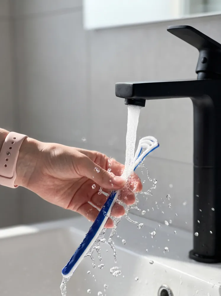 Скребок для чистки языка Revyline Tongue Cleaner, белый с синим, от налета, взрослый, языкочистка, белый, фото 6
