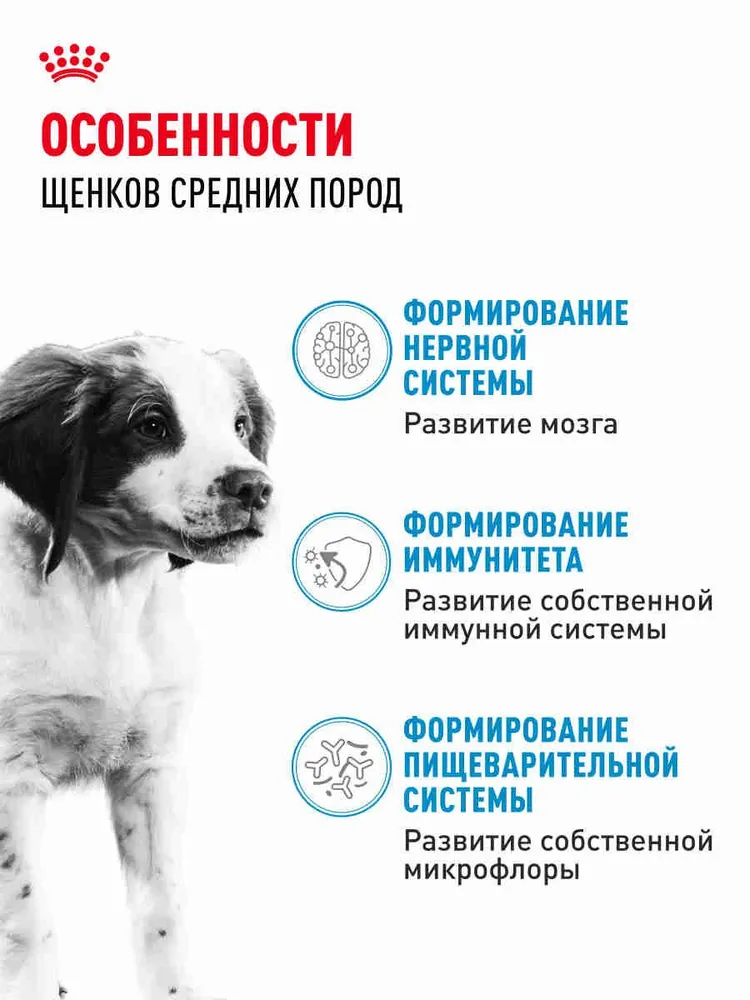 Сухой корм для щенков Royal Canin Medium Puppy для средних пород, 3 кг, 3 кг, фото 4