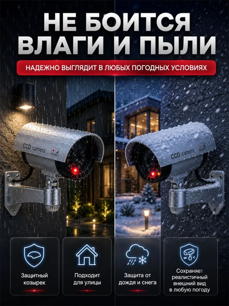 Муляж камеры видеонаблюдения, имитация видеокамеры со светодиодом, вариант, фото 4