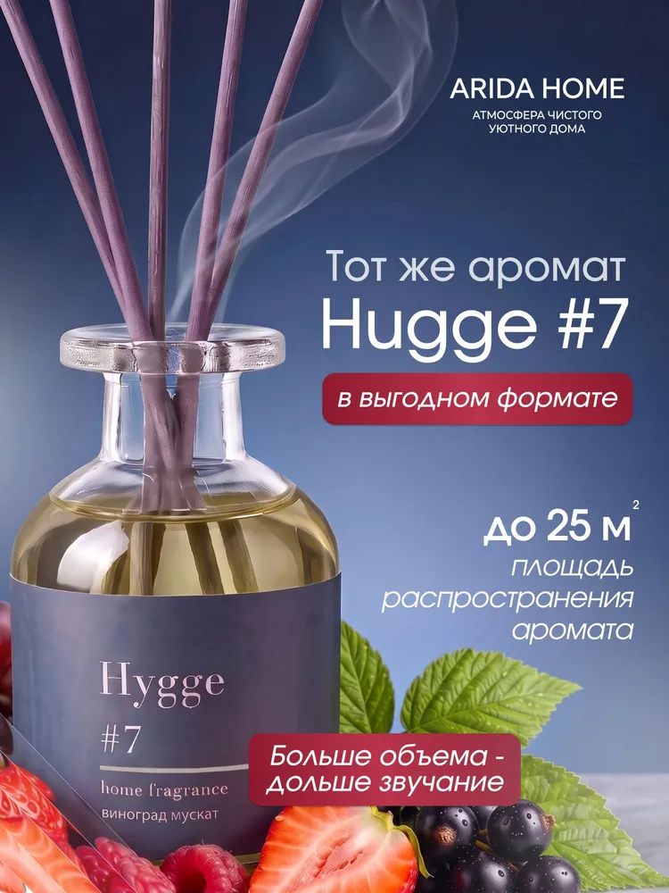 Диффузор для дома с палочками Хюгге "Виноград мускат", 100 мл / аромадиффузор с палочками, 100 мл, фото 5