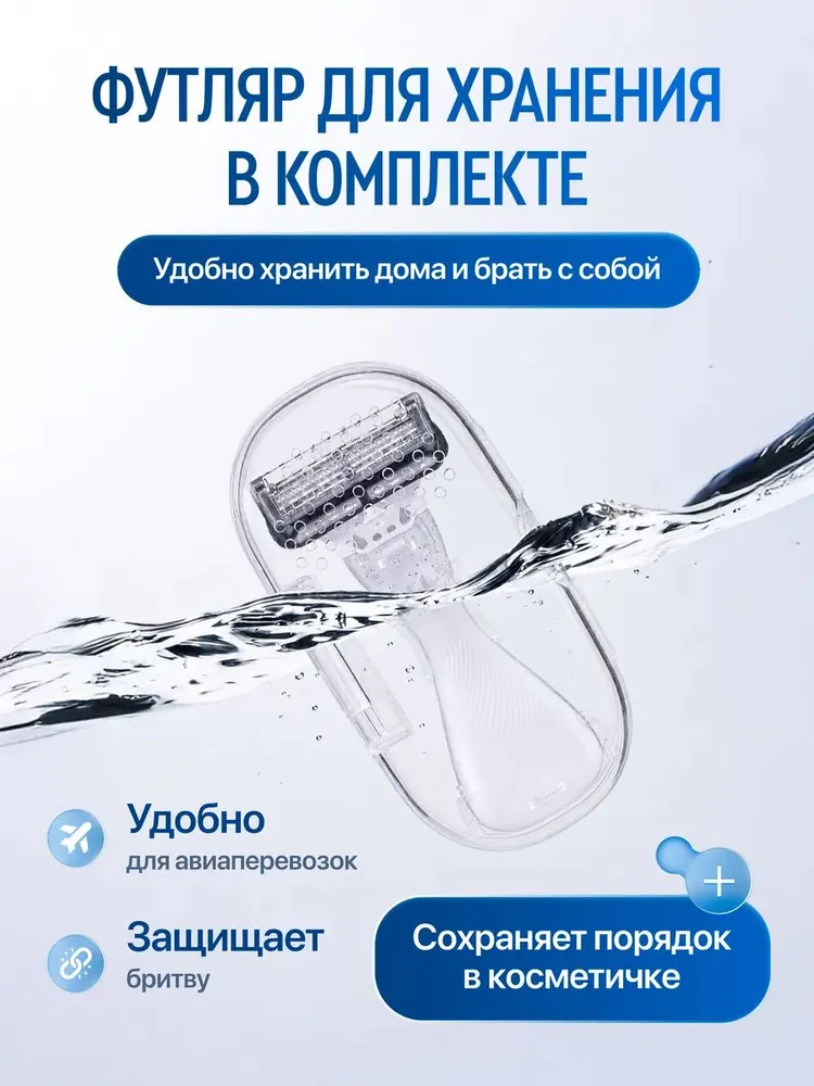 Бритва женская многоразовая для бикини, станок женский для бритья интимной зоны, кассеты 1, лезвия 2, мини Sensitive, вариант, фото 5