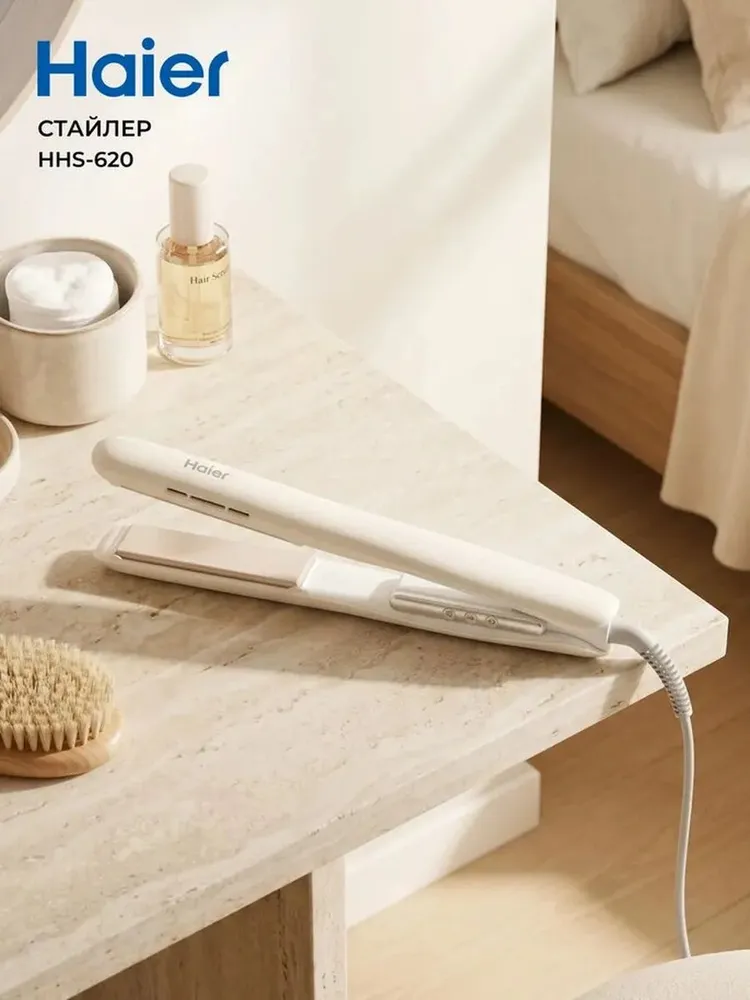 Выпрямитель для волос Haier HHS-620, 42 Вт, 220 градусов, с ионизацией, плавающие пластины с шелковым покрытием, 5 температурных режимов, длинный шнур, белый, 42 Вт, фото 6