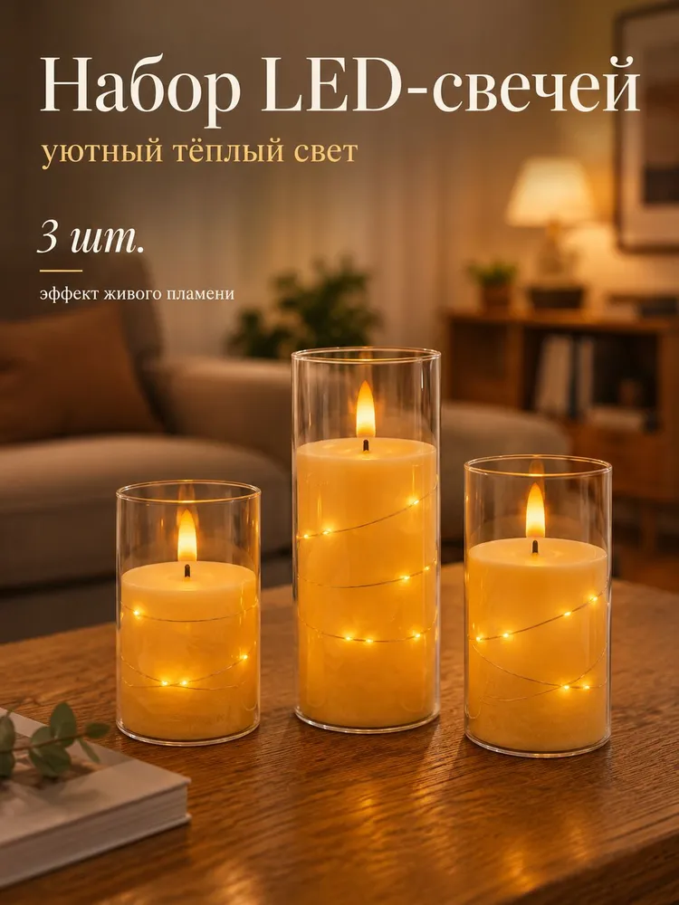 Каркасная светодиодная фигура Свеча 15 см, 20 см, фото 2