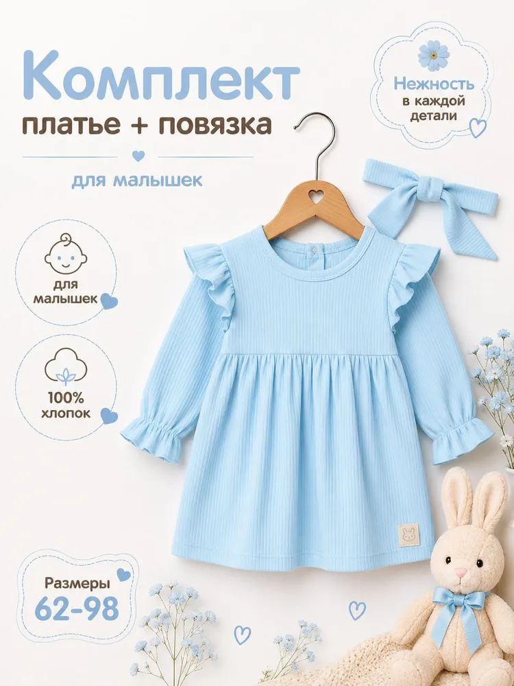 Платье Крошка Я в рубчик + повязка, вариант